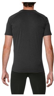 Asics Stripe SS Top Kurzarm, Herren XL Grau (dark grey heather / fiery red) - 