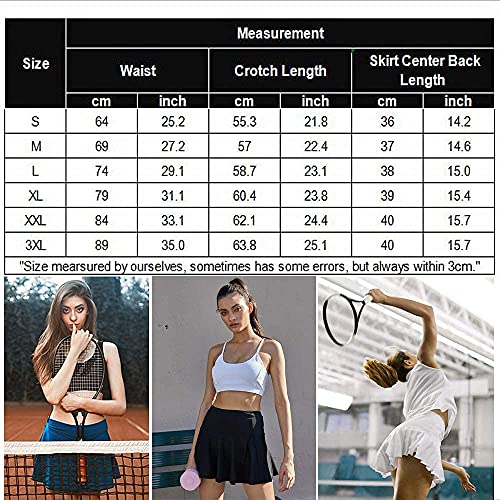 COOrun Damen Golfrock Laufrock Kurz Badminton Rock Golf Skirt mit Short integriert Sommer Tennisrock Schwarz XXL - 6